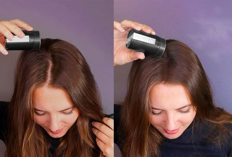 Hair Thickener Nanogen fibers before and after for alopecia areata