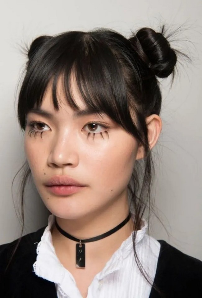 Cuteness Double Bun With Bangs